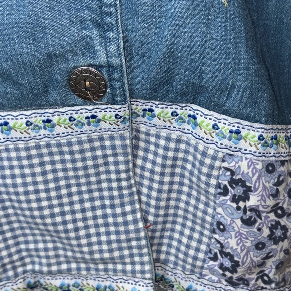 Vintage Cottage Core Embroidered Denim Jacket Large - Picture 14 of 16